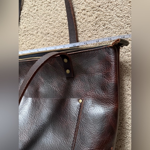 Portland Leather Dark Brown Zippered Tote - Picture 6 of 7